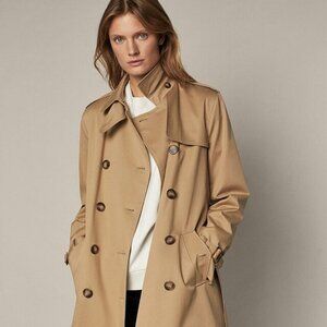 Massimo Dutti Women’s Trench Coat With Belt Brown Size M